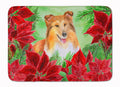 Sheltie Poinsettas Memory Foam Kitchen Mat Machine Washable Anti-Fatigue Cushion Comfort Bath or Kitchen Rug