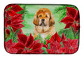 Tibetan Mastiff Poinsettas Dish Drying Mat Absorbent Dish Drying Mat Pad for Kitchen Counter Dish Drainer Mat for Countertop, 14 x 21", Multicolor
