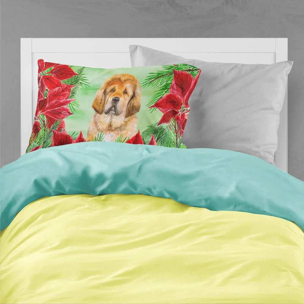 Tibetan Mastiff Poinsettas Standard Pillowcase Lightweight Super Soft Easy Care Decorative Artwork Pillowcase, Standard