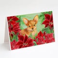 Toy Terrier Poinsettas Greeting Cards Pack of 8 Blank Cards with Envelopes Whimsical A7 Size 5x7