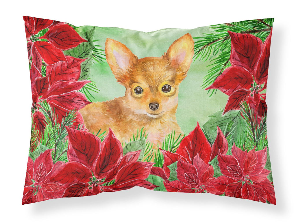 Toy Terrier Poinsettas Standard Pillowcase Lightweight Super Soft Easy Care Decorative Artwork Pillowcase, Standard
