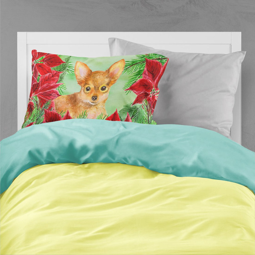 Toy Terrier Poinsettas Standard Pillowcase Lightweight Super Soft Easy Care Decorative Artwork Pillowcase, Standard