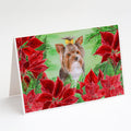 Yorkshire Terrier #2 Poinsettas Greeting Cards Pack of 8 Blank Cards with Envelopes Whimsical A7 Size 5x7