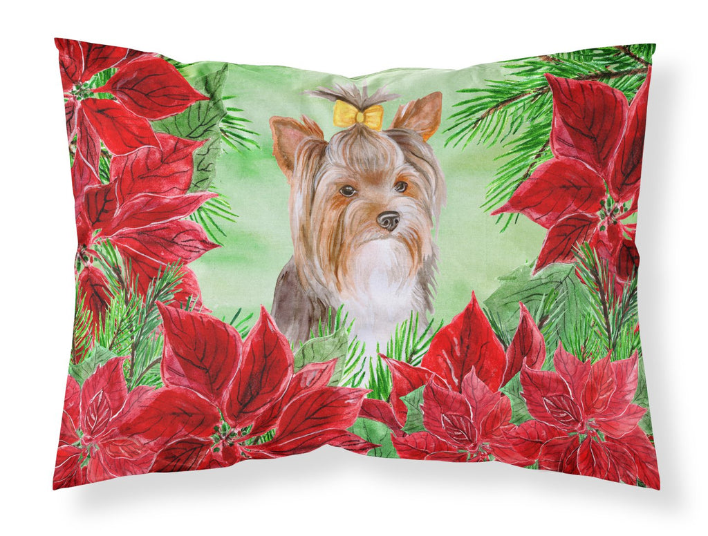 Yorkshire Terrier #2 Poinsettas Standard Pillowcase Lightweight Super Soft Easy Care Decorative Artwork Pillowcase, Standard