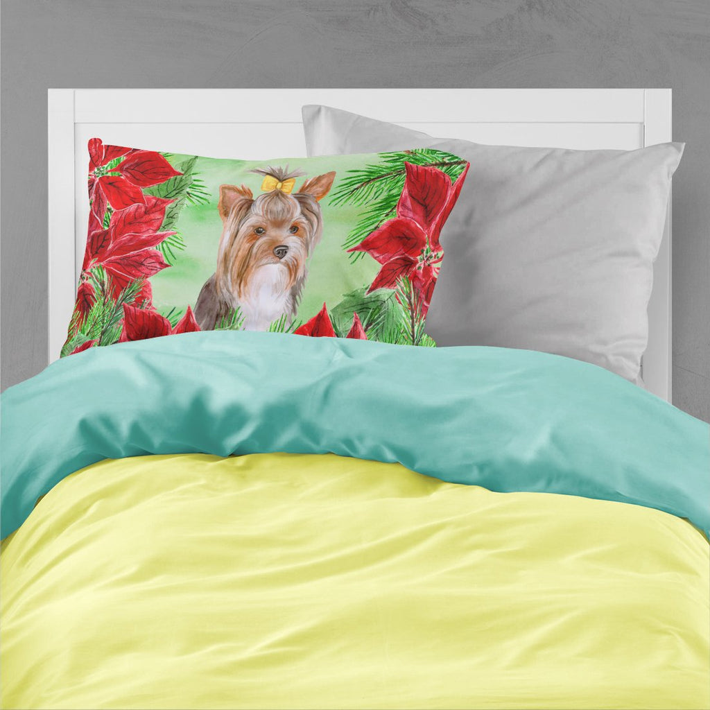 Yorkshire Terrier #2 Poinsettas Standard Pillowcase Lightweight Super Soft Easy Care Decorative Artwork Pillowcase, Standard