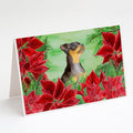 Miniature Pinscher #2 Poinsettas Greeting Cards Pack of 8 Blank Cards with Envelopes Whimsical A7 Size 5x7