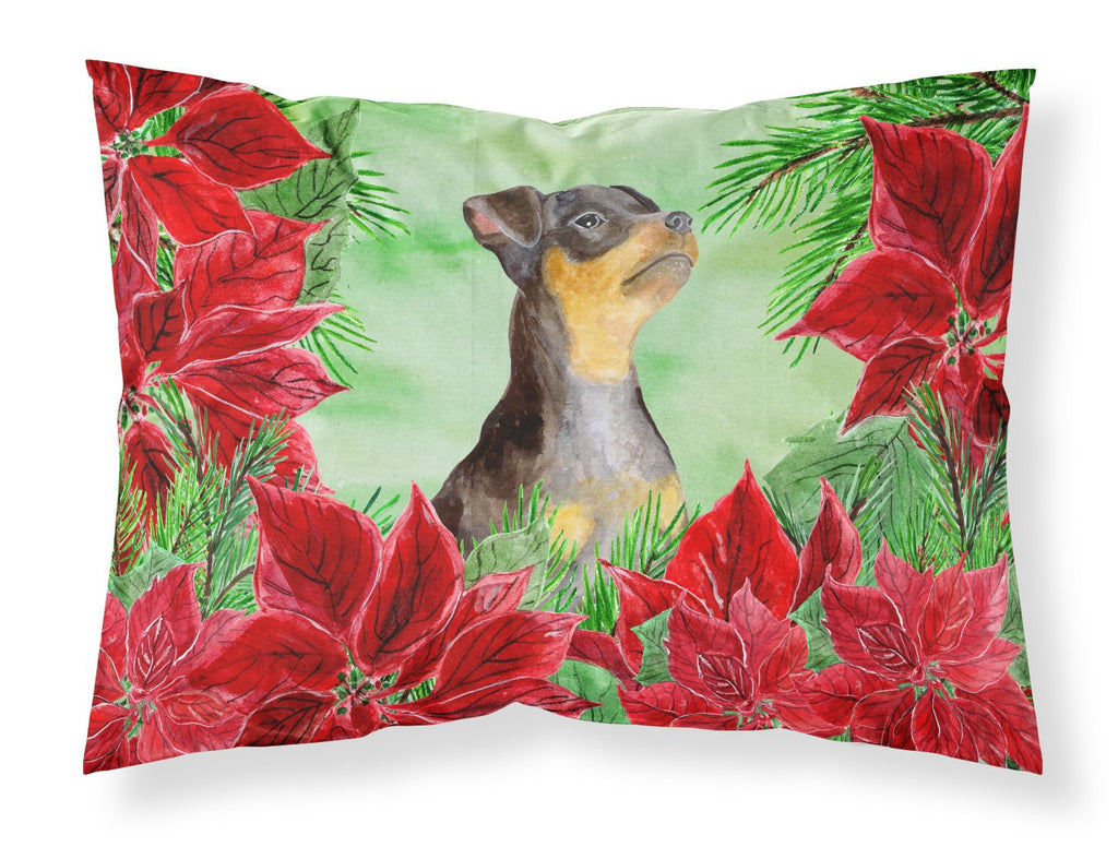 Miniature Pinscher #2 Poinsettas Standard Pillowcase Lightweight Super Soft Easy Care Decorative Artwork Pillowcase, Standard