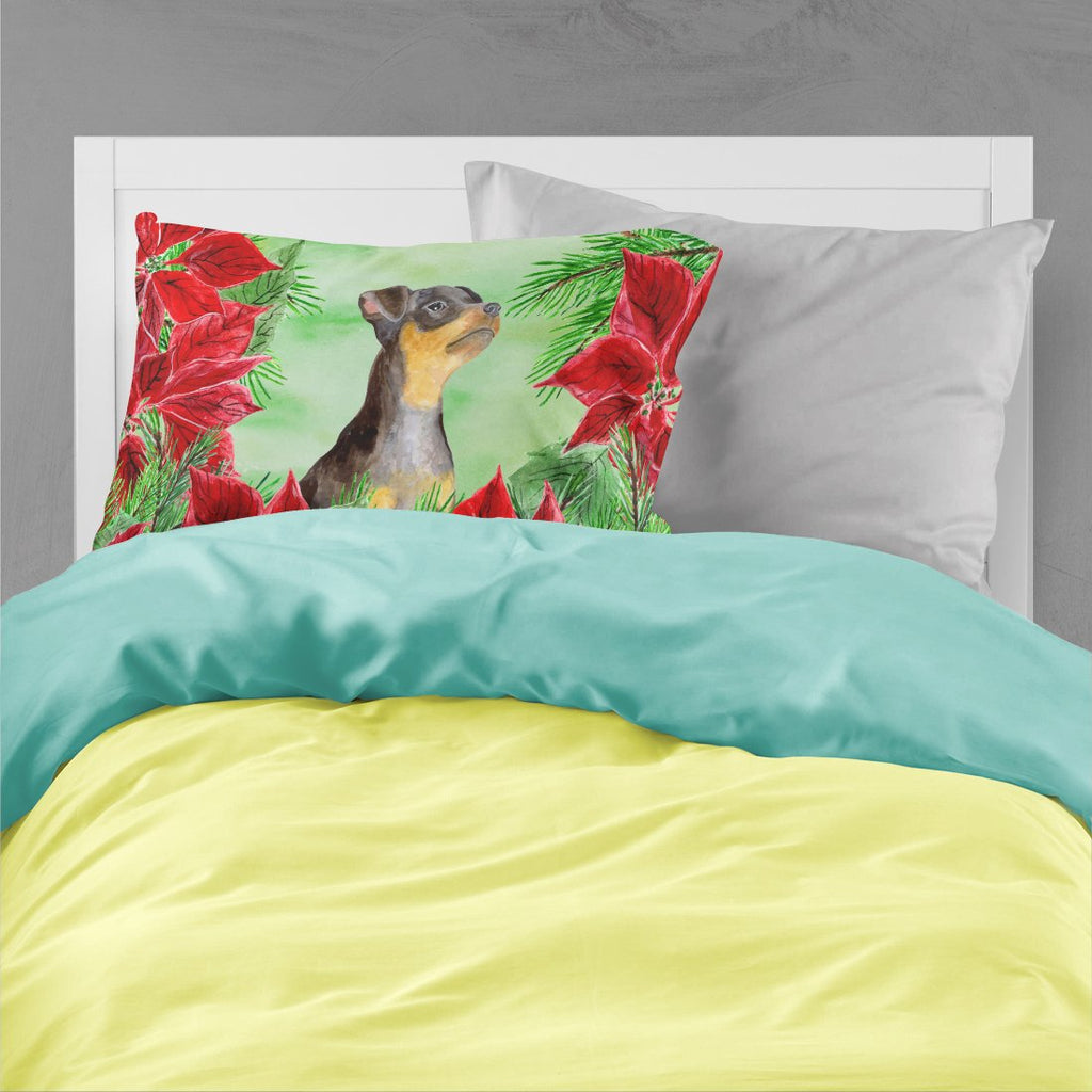 Miniature Pinscher #2 Poinsettas Standard Pillowcase Lightweight Super Soft Easy Care Decorative Artwork Pillowcase, Standard