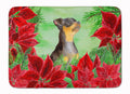 Miniature Pinscher #2 Poinsettas Memory Foam Kitchen Mat Machine Washable Anti-Fatigue Cushion Comfort Bath or Kitchen Rug