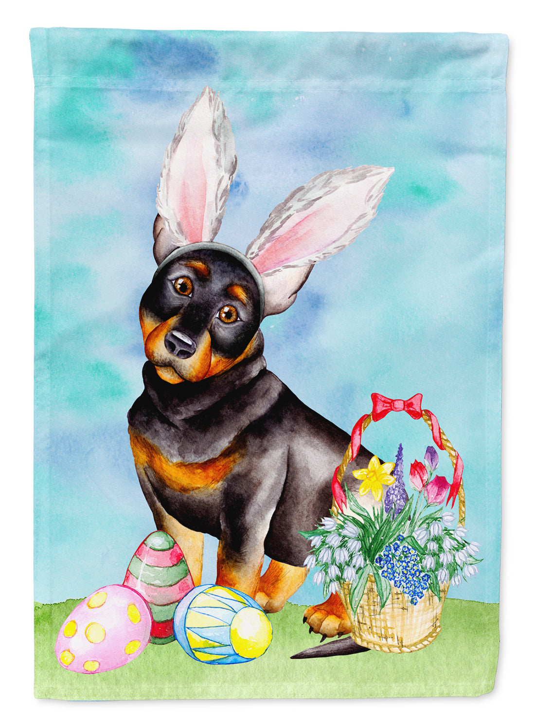 Lancashire Heeler Easter Bunny House Flag 28x40 Porch Sleeve Pole Decorative Outside Yard Banner Artwork Wall Hanging, Polyester