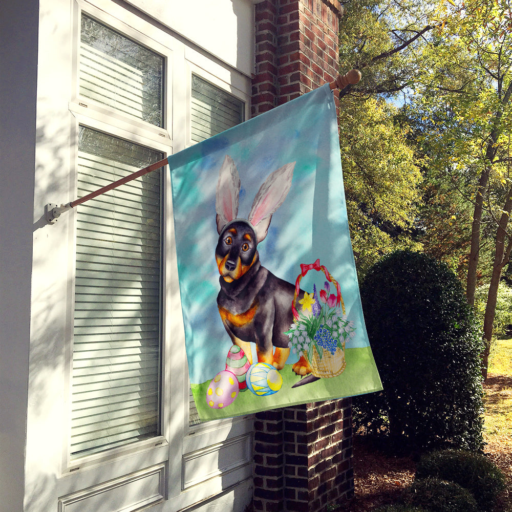 Lancashire Heeler Easter Bunny House Flag 28x40 Porch Sleeve Pole Decorative Outside Yard Banner Artwork Wall Hanging, Polyester