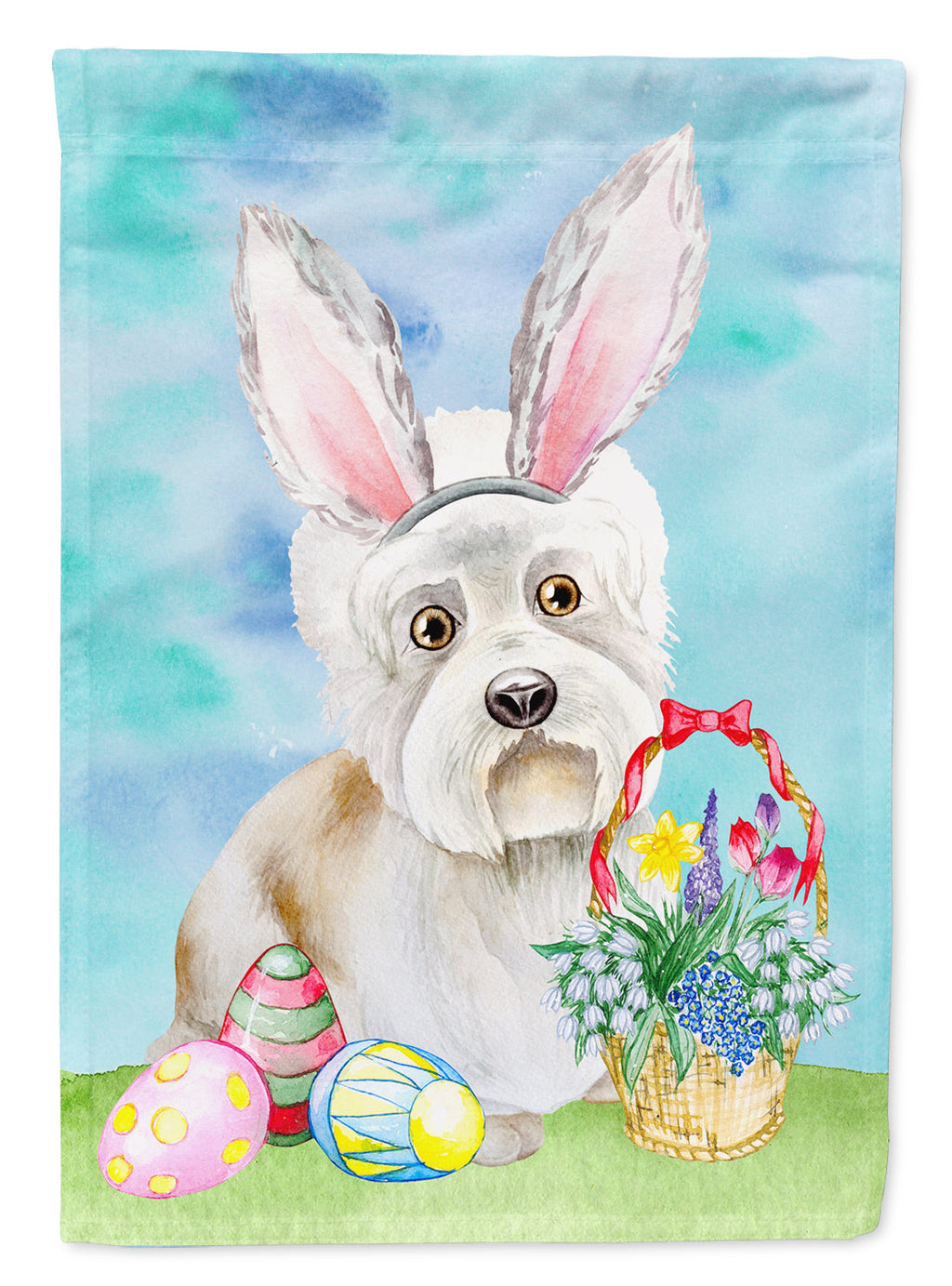 Dandie Dinmont Easter Bunny House Flag 28x40 Porch Sleeve Pole Decorative Outside Yard Banner Artwork Wall Hanging, Polyester