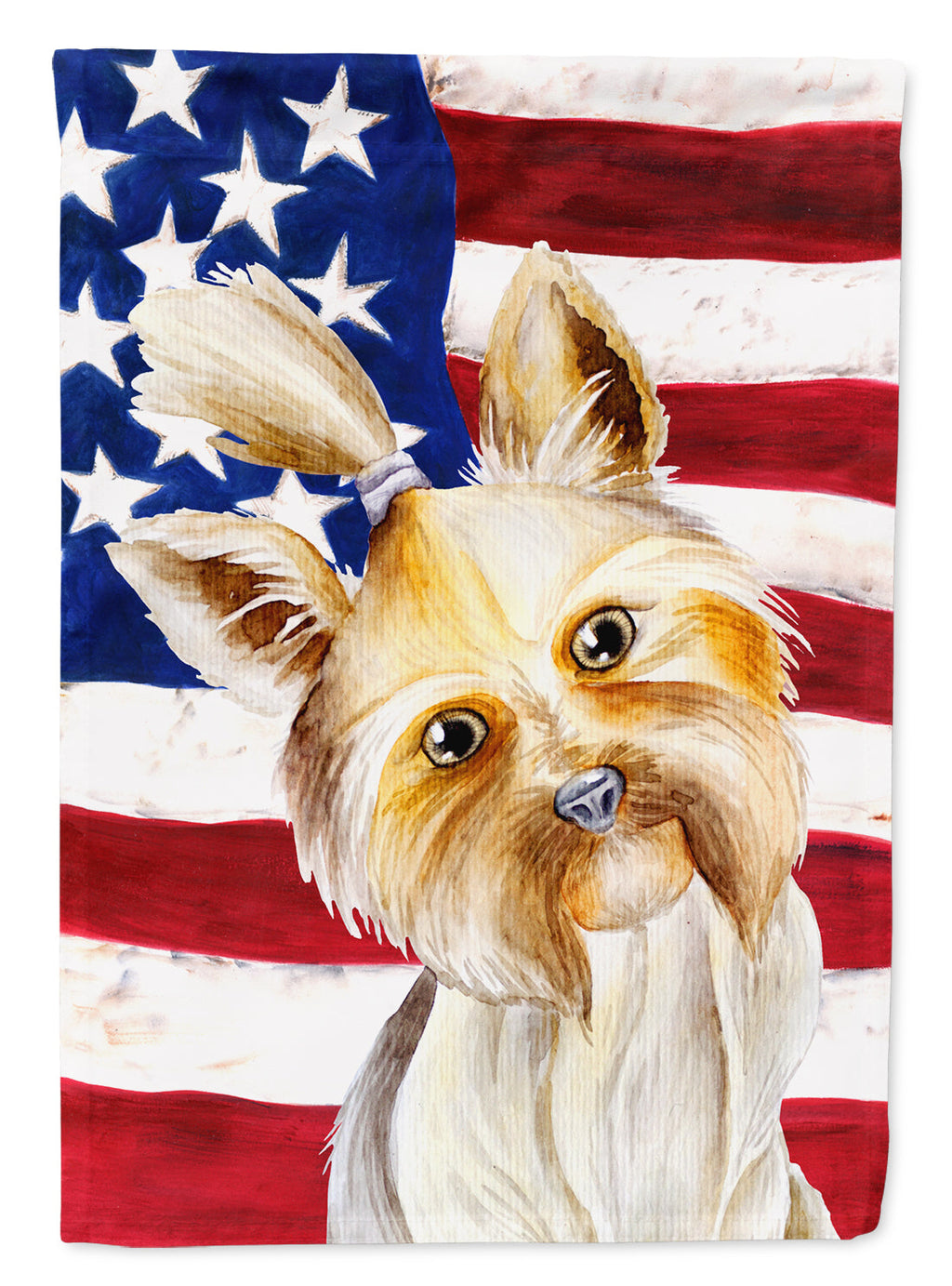 Yorkie Yorkshier Terrier Patriotic House Flag 28x40 Porch Sleeve Pole Decorative Outside Yard Banner Artwork Wall Hanging, Polyester