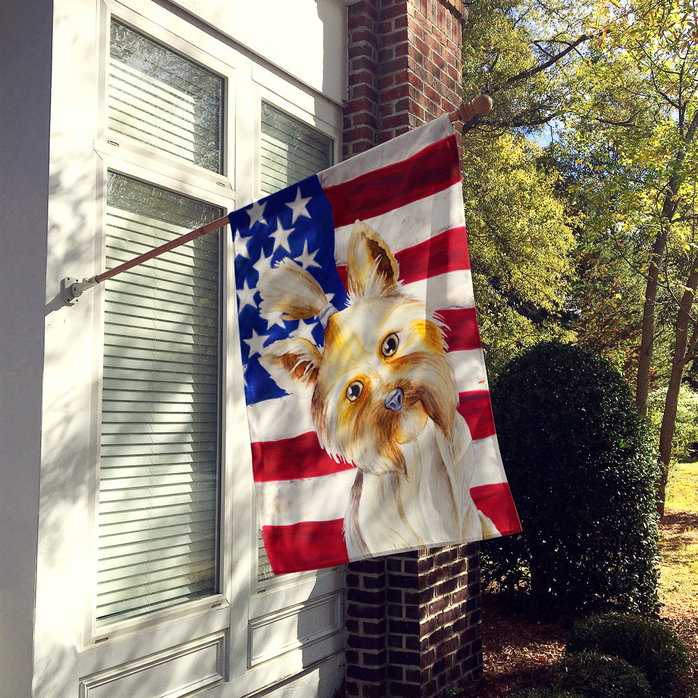 Yorkie Yorkshier Terrier Patriotic House Flag 28x40 Porch Sleeve Pole Decorative Outside Yard Banner Artwork Wall Hanging, Polyester