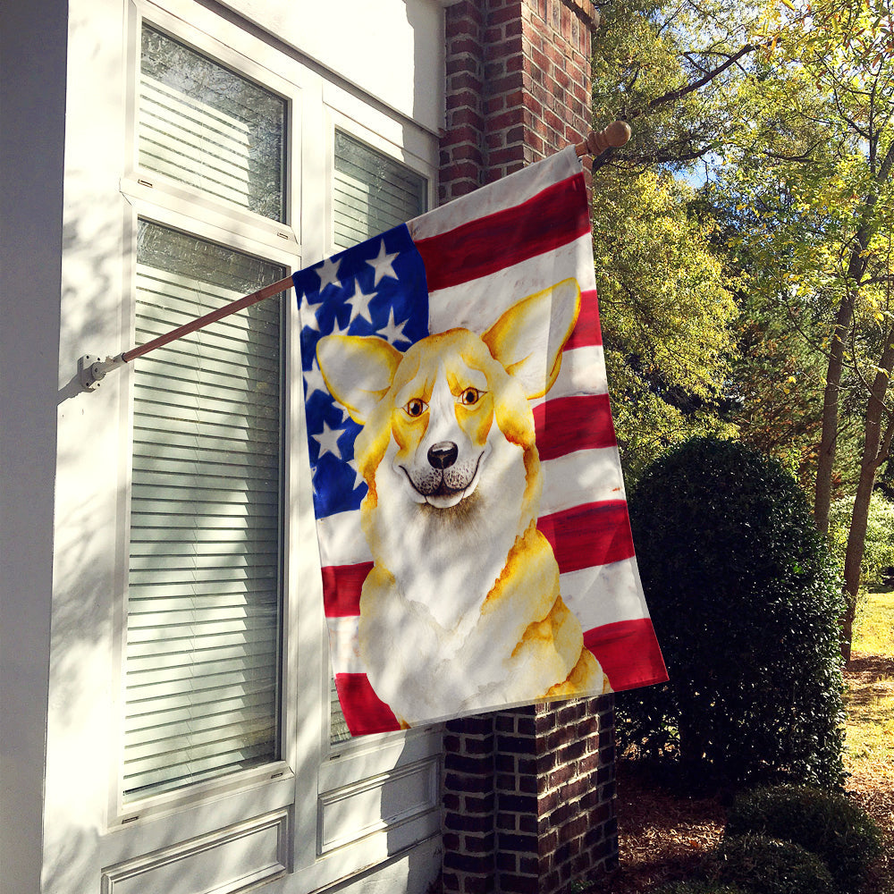 Corgi Patriotic House Flag 28x40 Porch Sleeve Pole Decorative Outside Yard Banner Artwork Wall Hanging, Polyester