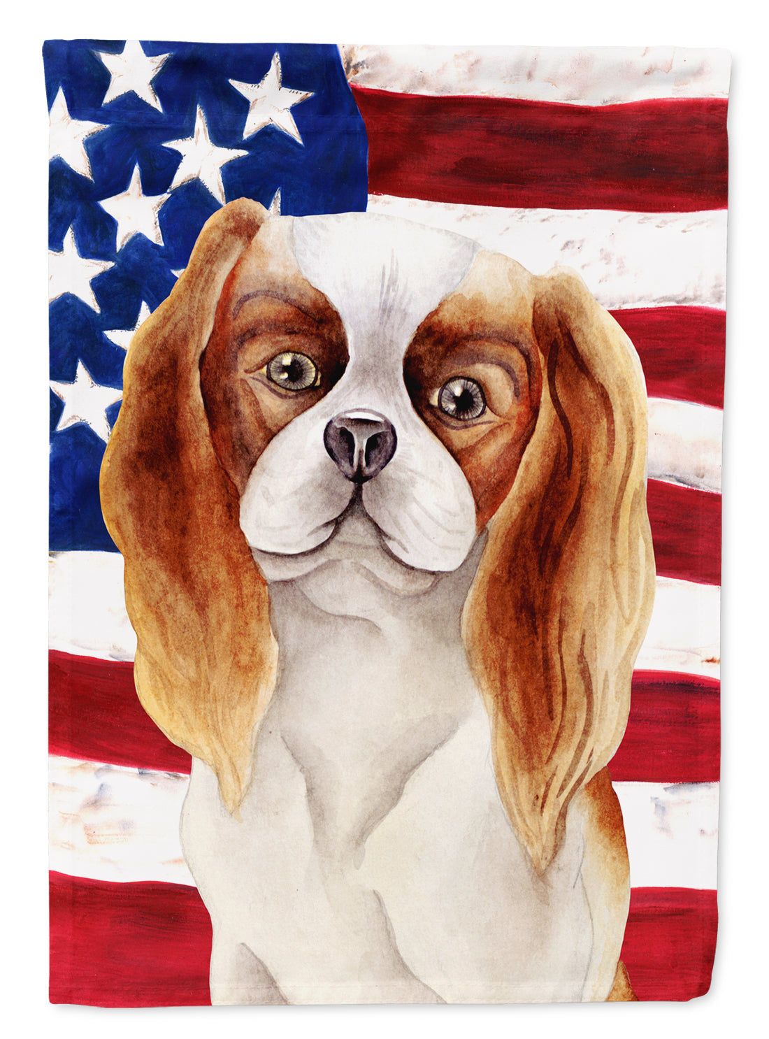 Cavalier Spaniel Patriotic House Flag 28x40 Porch Sleeve Pole Decorative Outside Yard Banner Artwork Wall Hanging, Polyester