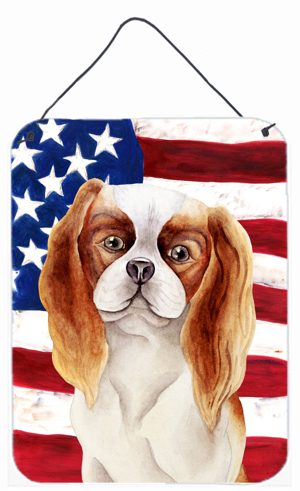 Cavalier Spaniel Patriotic Wall or Door Hanging Prints Aluminum Metal Sign Kitchen Wall Bar Bathroom Plaque Home Decor Front Door Plaque, 12x16, Multicolor
