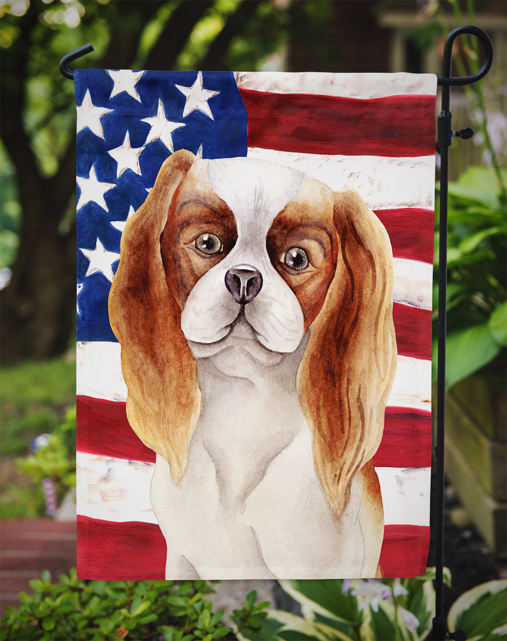 Cavalier Spaniel Patriotic Garden Flag Mailbox Decorative Yard Banner Outside Patio Artwork for Flower Beds, Garden Size, Multicolor