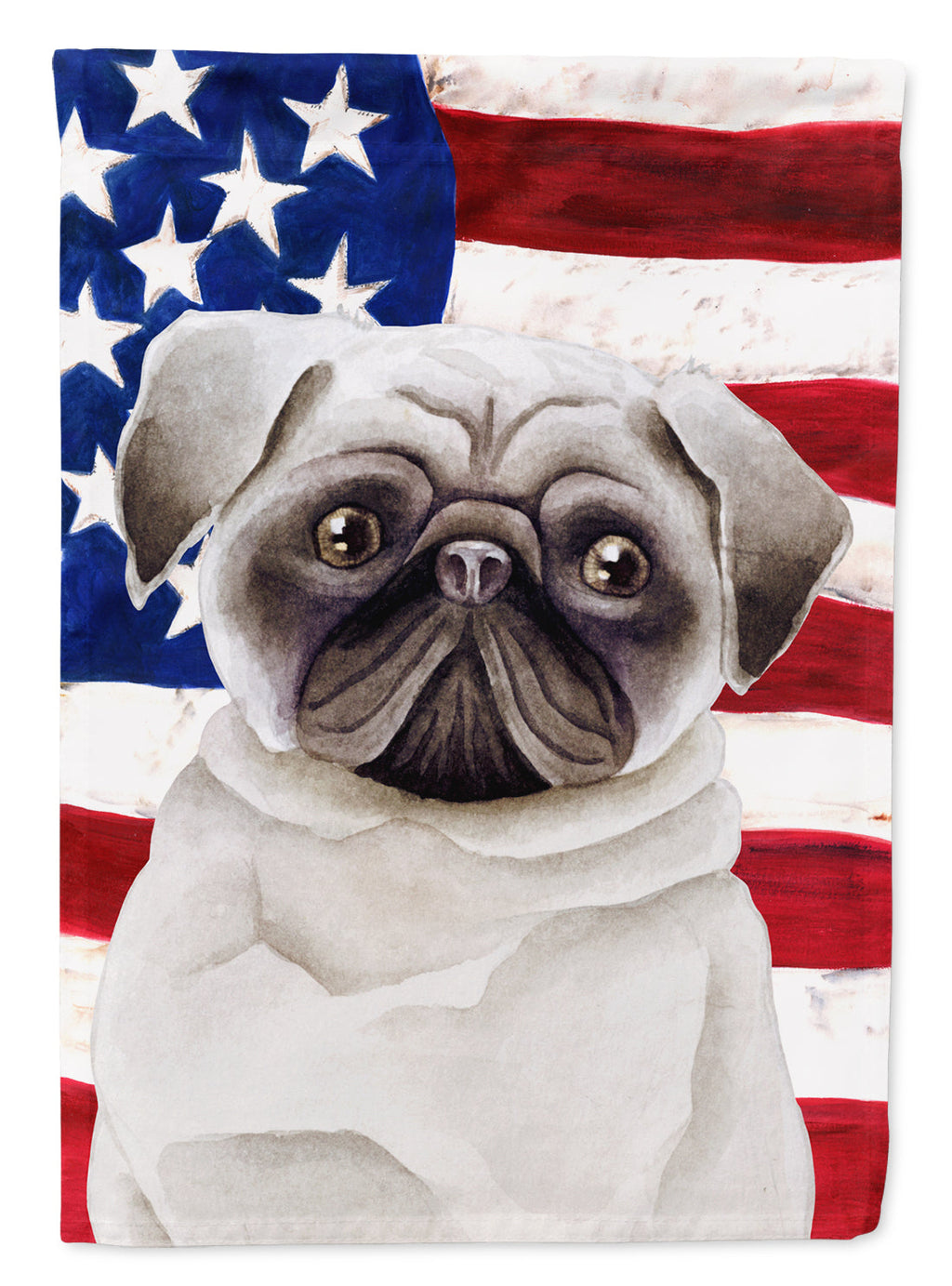 Pug Patriotic House Flag 28x40 Porch Sleeve Pole Decorative Outside Yard Banner Artwork Wall Hanging, Polyester
