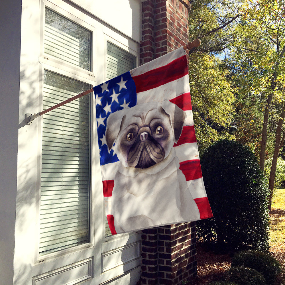 Pug Patriotic House Flag 28x40 Porch Sleeve Pole Decorative Outside Yard Banner Artwork Wall Hanging, Polyester