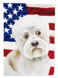 Dandie Dinmont Patriotic House Flag 28x40 Porch Sleeve Pole Decorative Outside Yard Banner Artwork Wall Hanging, Polyester