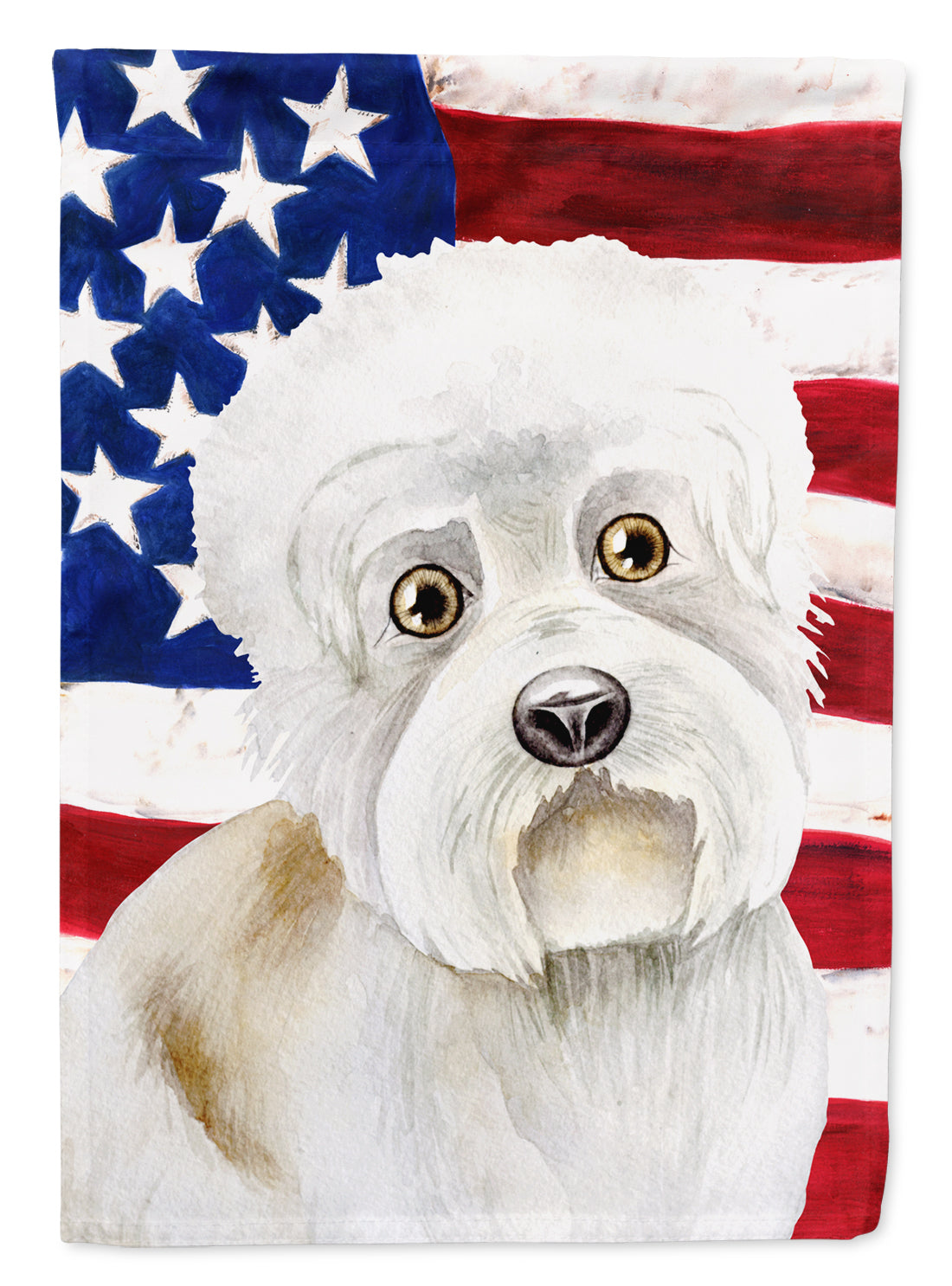 Dandie Dinmont Patriotic House Flag 28x40 Porch Sleeve Pole Decorative Outside Yard Banner Artwork Wall Hanging, Polyester