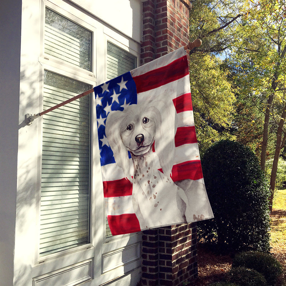 Chinese Crested Patriotic House Flag 28x40 Porch Sleeve Pole Decorative Outside Yard Banner Artwork Wall Hanging, Polyester