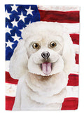 Bichon Frise Patriotic House Flag 28x40 Porch Sleeve Pole Decorative Outside Yard Banner Artwork Wall Hanging, Polyester