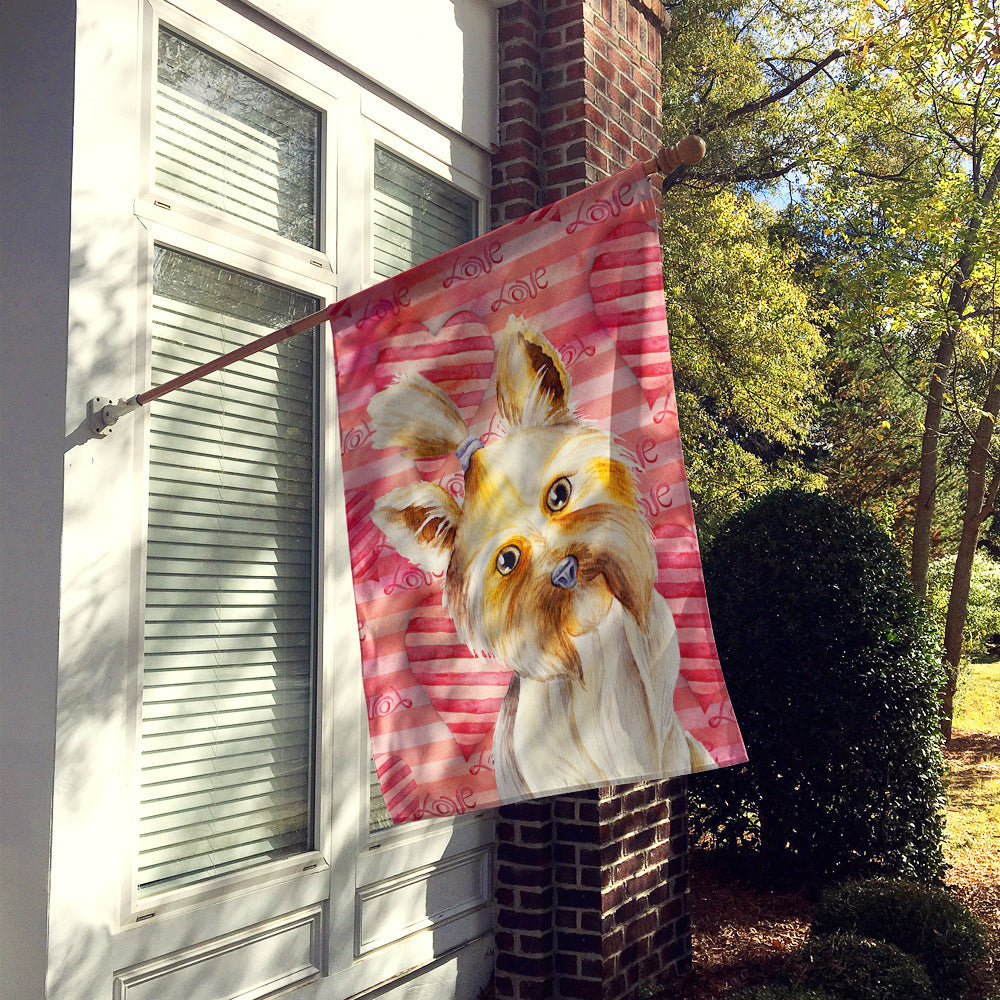 Yorkie Yorkshier Terrier Love House Flag 28x40 Porch Sleeve Pole Decorative Outside Yard Banner Artwork Wall Hanging, Polyester