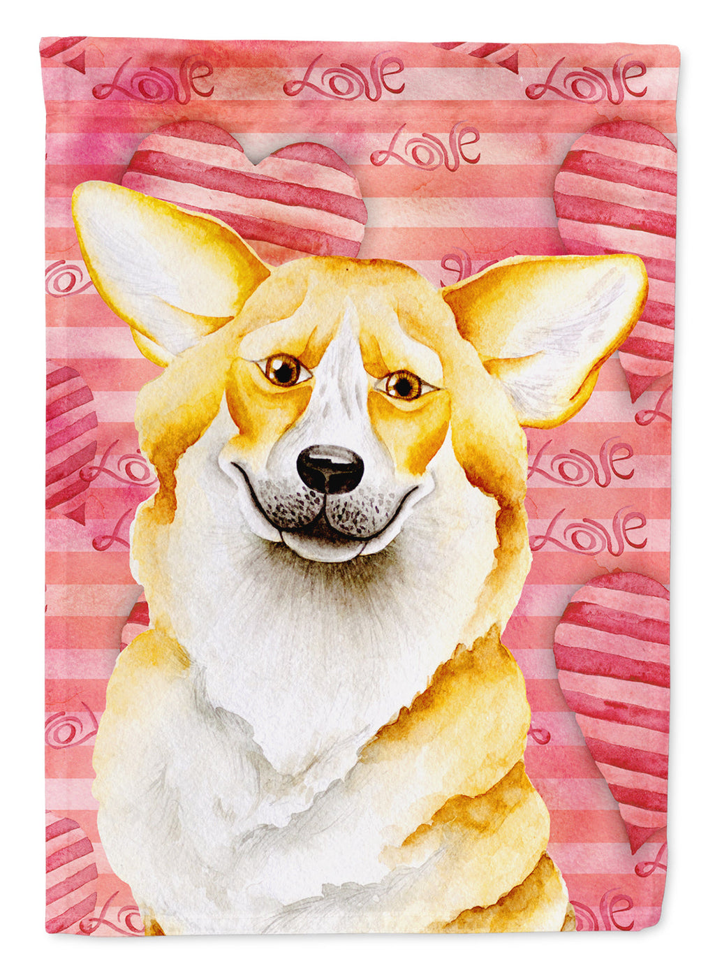 Corgi Love House Flag 28x40 Porch Sleeve Pole Decorative Outside Yard Banner Artwork Wall Hanging, Polyester
