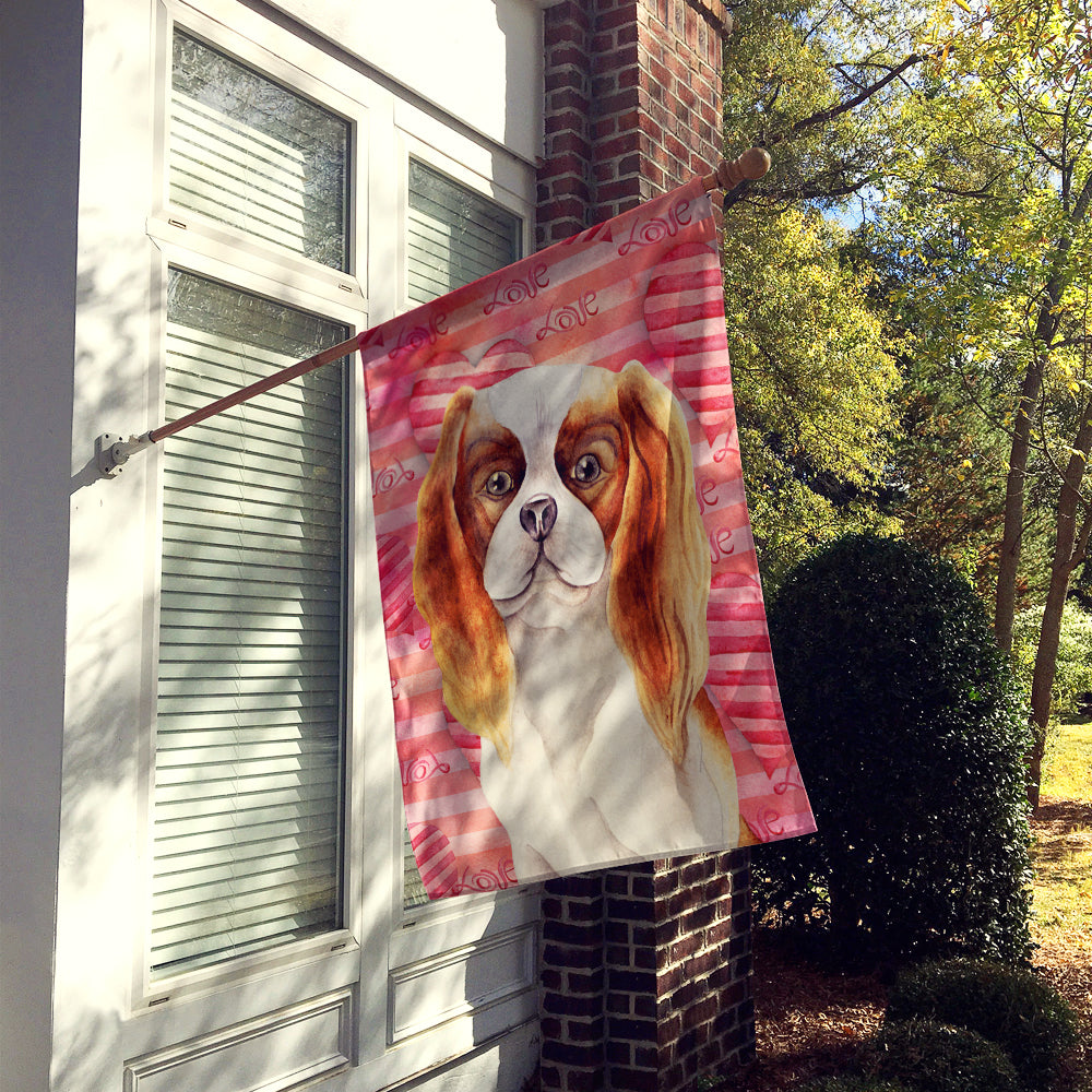 Cavalier Spaniel Love House Flag 28x40 Porch Sleeve Pole Decorative Outside Yard Banner Artwork Wall Hanging, Polyester