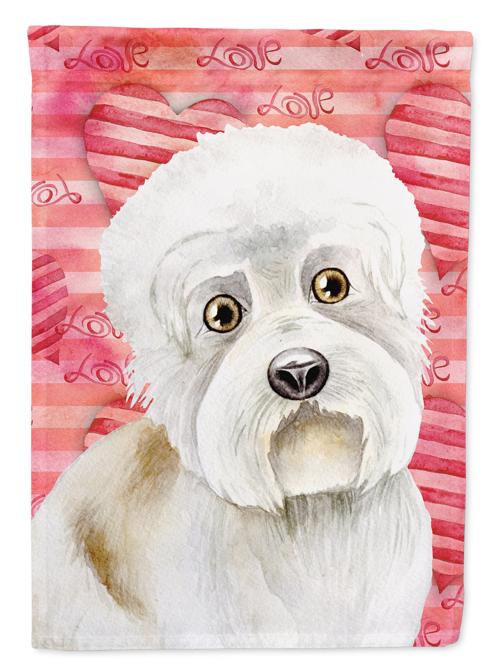 Dandie Dinmont Love House Flag 28x40 Porch Sleeve Pole Decorative Outside Yard Banner Artwork Wall Hanging, Polyester