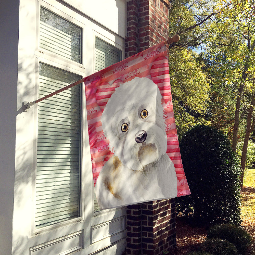 Dandie Dinmont Love House Flag 28x40 Porch Sleeve Pole Decorative Outside Yard Banner Artwork Wall Hanging, Polyester