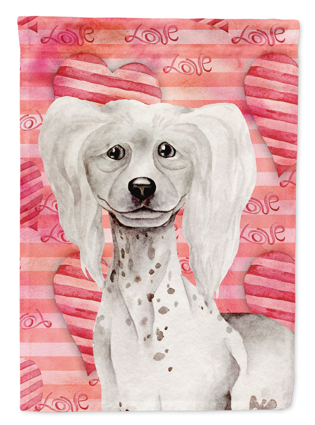 Chinese Crested Love House Flag 28x40 Porch Sleeve Pole Decorative Outside Yard Banner Artwork Wall Hanging, Polyester