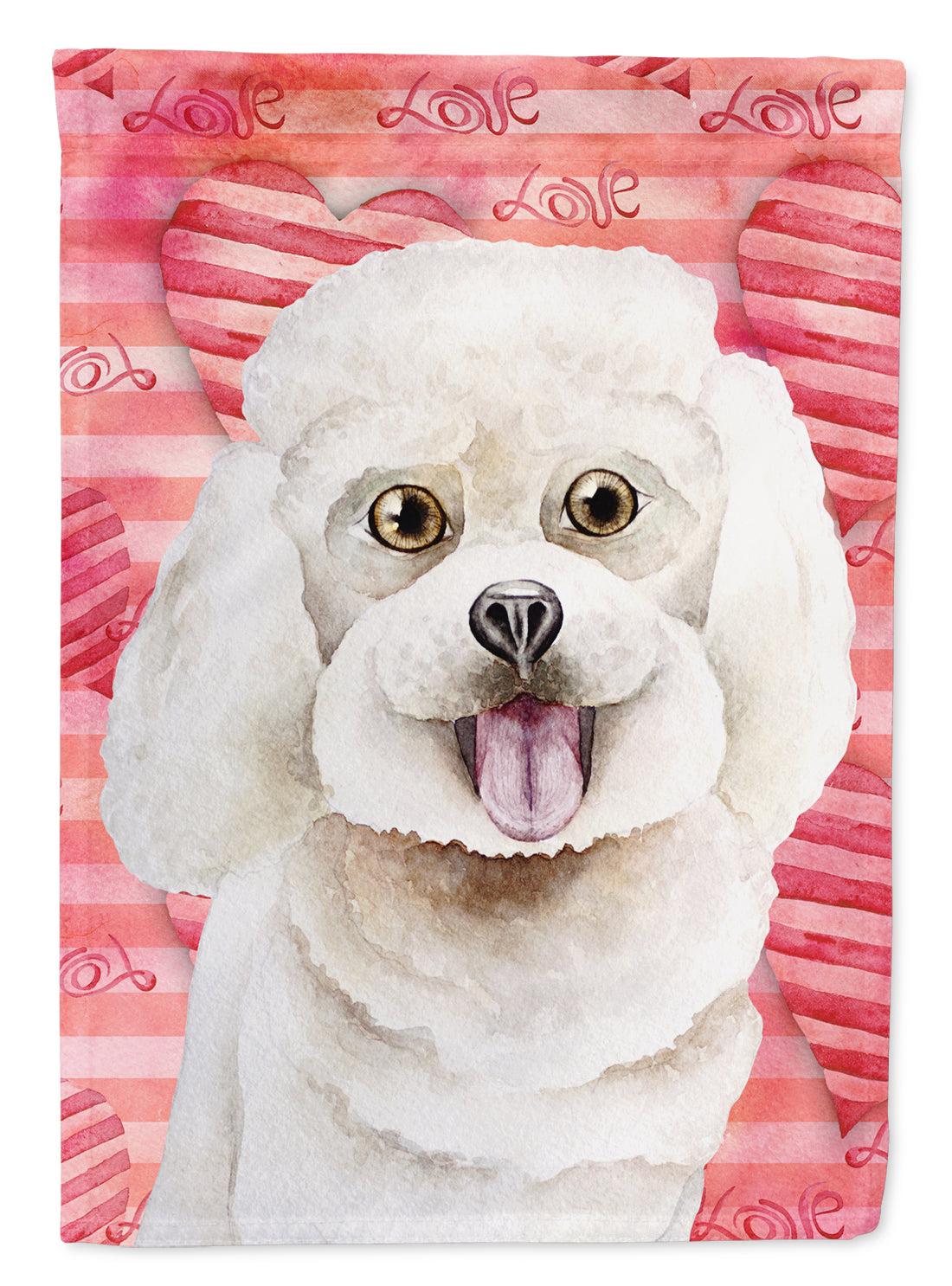 Bichon Frise Love House Flag 28x40 Porch Sleeve Pole Decorative Outside Yard Banner Artwork Wall Hanging, Polyester