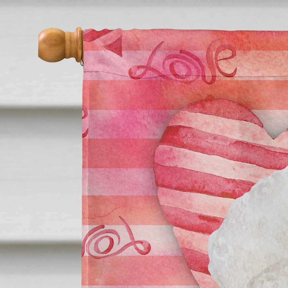 Bichon Frise Love House Flag 28x40 Porch Sleeve Pole Decorative Outside Yard Banner Artwork Wall Hanging, Polyester