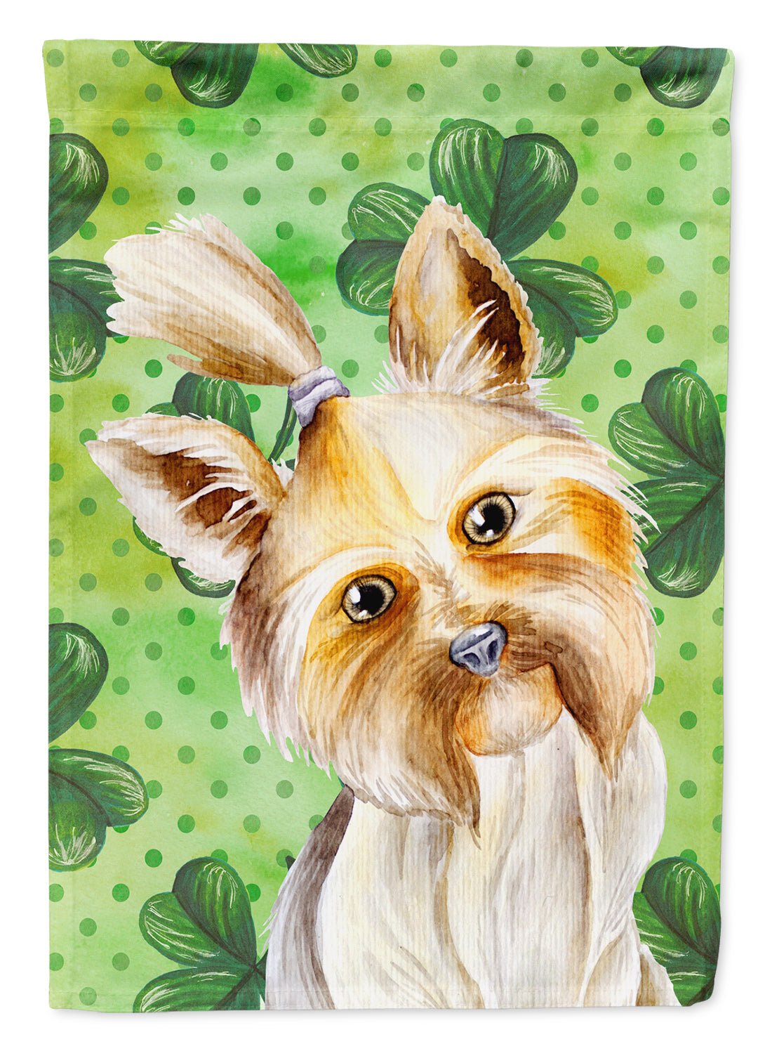Yorkie Yorkshier Terrier Shamrocks House Flag 28x40 Porch Sleeve Pole Decorative Outside Yard Banner Artwork Wall Hanging, Polyester