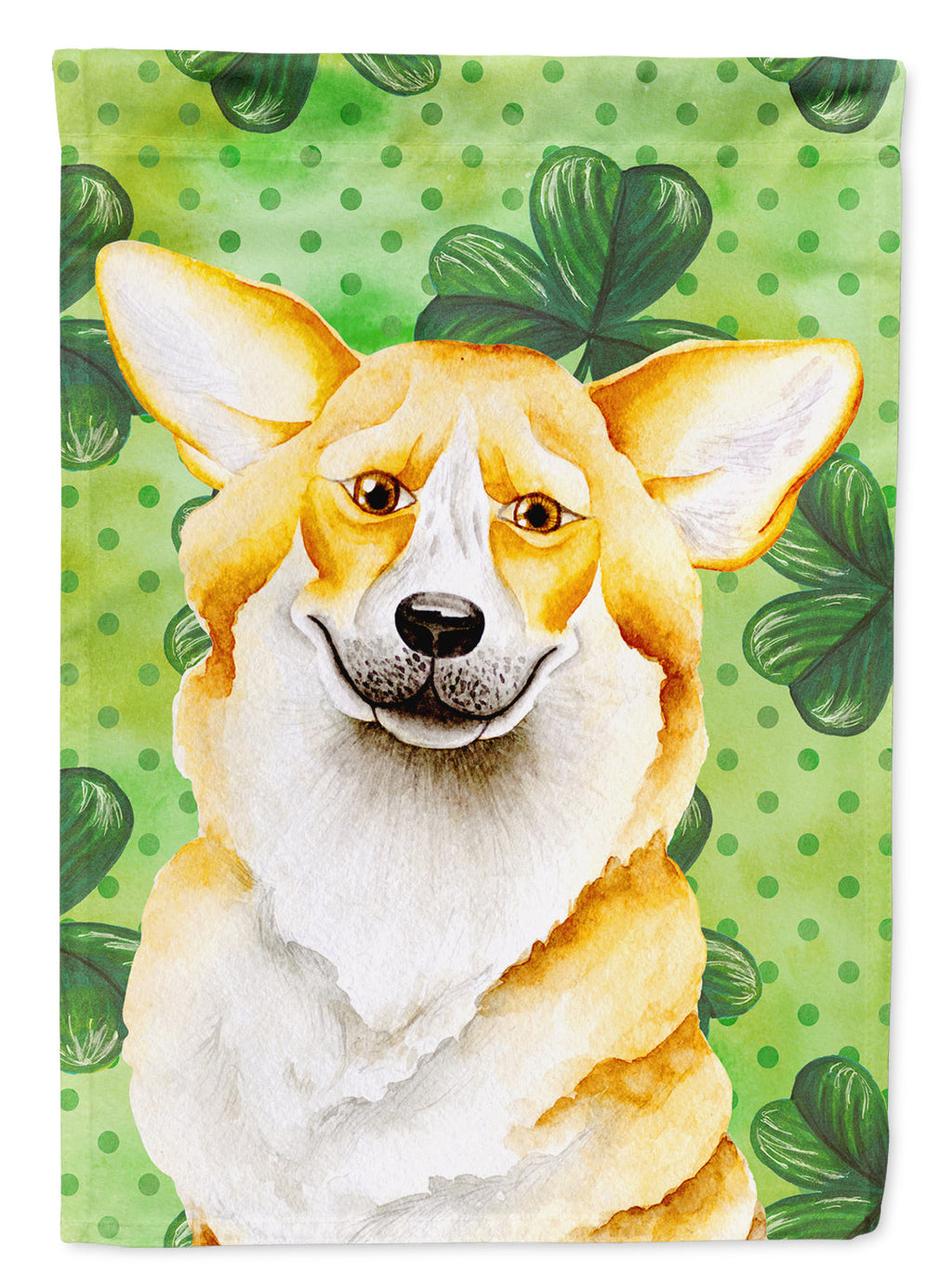 Corgi Shamrocks House Flag 28x40 Porch Sleeve Pole Decorative Outside Yard Banner Artwork Wall Hanging, Polyester