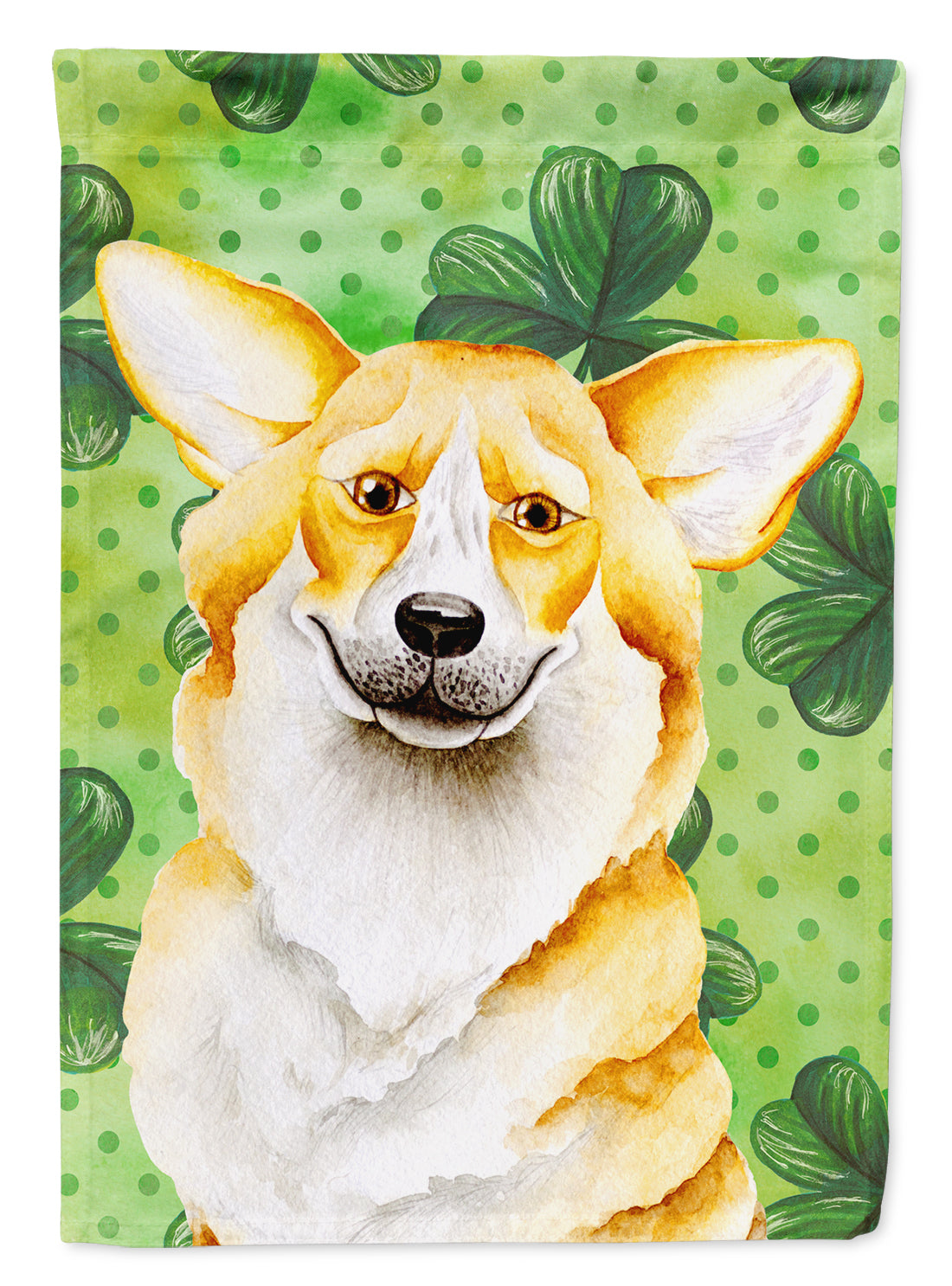 Corgi Shamrocks House Flag 28x40 Porch Sleeve Pole Decorative Outside Yard Banner Artwork Wall Hanging, Polyester