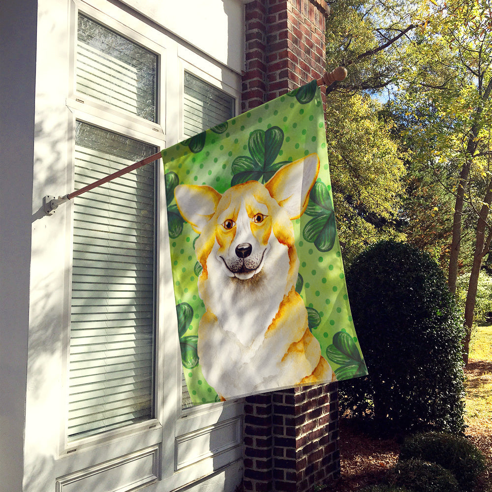 Corgi Shamrocks House Flag 28x40 Porch Sleeve Pole Decorative Outside Yard Banner Artwork Wall Hanging, Polyester