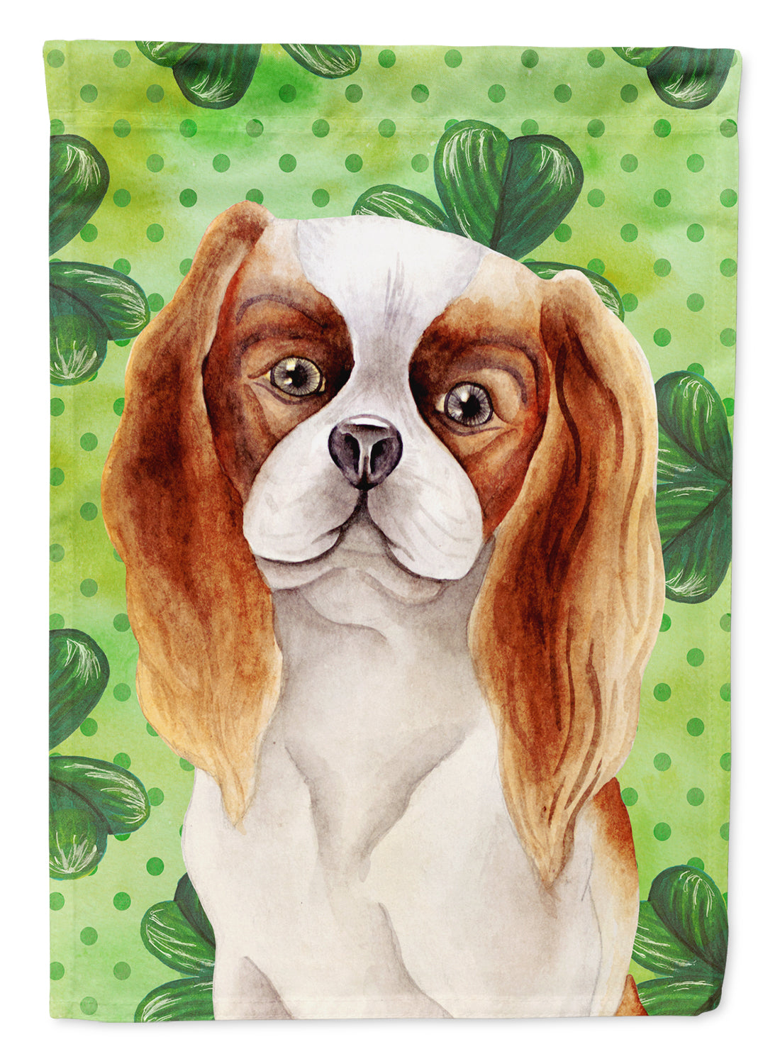 Cavalier Spaniel Shamrocks House Flag 28x40 Porch Sleeve Pole Decorative Outside Yard Banner Artwork Wall Hanging, Polyester