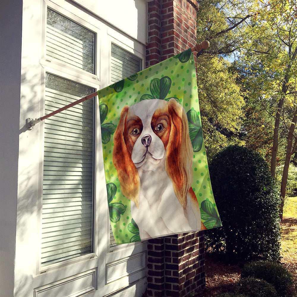Cavalier Spaniel Shamrocks House Flag 28x40 Porch Sleeve Pole Decorative Outside Yard Banner Artwork Wall Hanging, Polyester