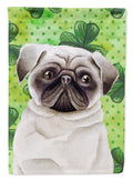 Pug Shamrocks House Flag 28x40 Porch Sleeve Pole Decorative Outside Yard Banner Artwork Wall Hanging, Polyester
