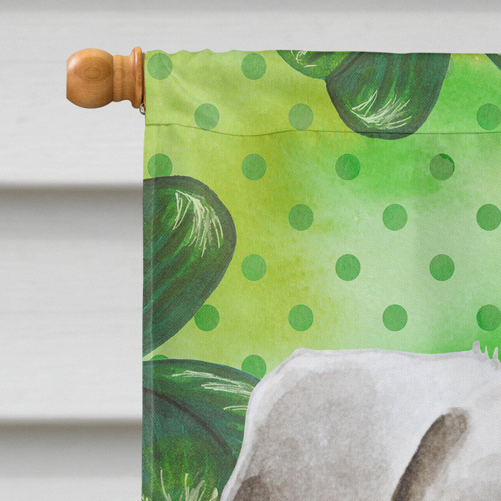 Pug Shamrocks House Flag 28x40 Porch Sleeve Pole Decorative Outside Yard Banner Artwork Wall Hanging, Polyester