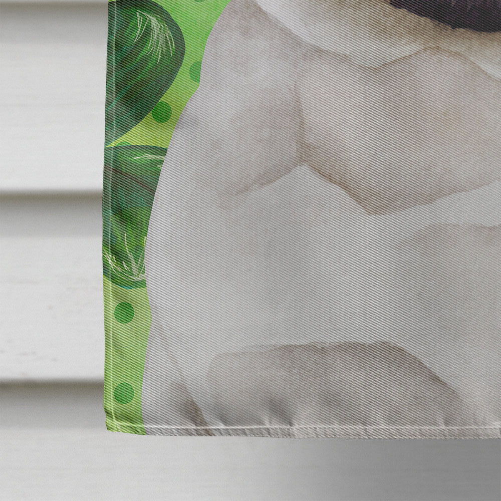 Pug Shamrocks House Flag 28x40 Porch Sleeve Pole Decorative Outside Yard Banner Artwork Wall Hanging, Polyester