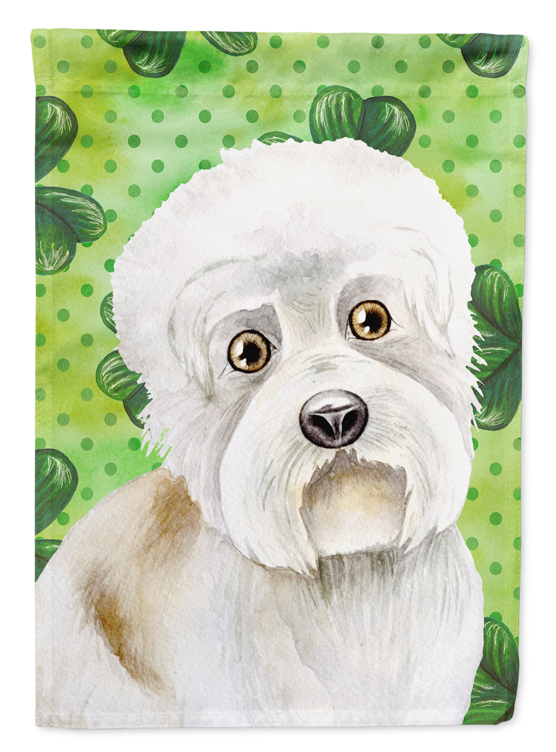 Dandie Dinmont Shamrocks House Flag 28x40 Porch Sleeve Pole Decorative Outside Yard Banner Artwork Wall Hanging, Polyester