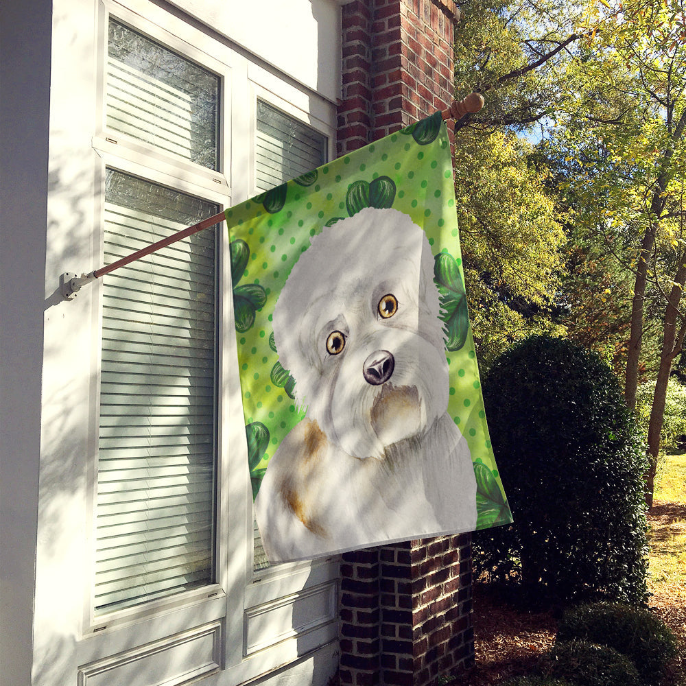 Dandie Dinmont Shamrocks House Flag 28x40 Porch Sleeve Pole Decorative Outside Yard Banner Artwork Wall Hanging, Polyester