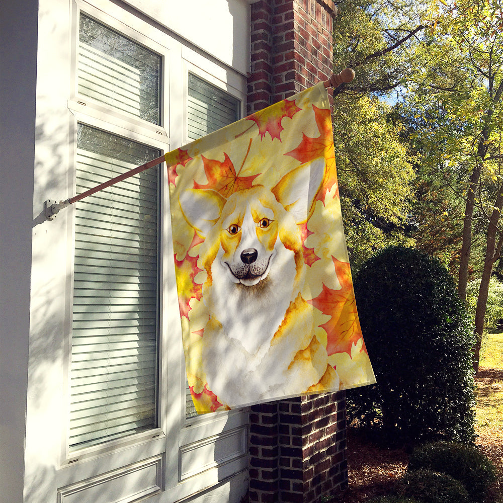 Corgi Fall House Flag 28x40 Porch Sleeve Pole Decorative Outside Yard Banner Artwork Wall Hanging, Polyester