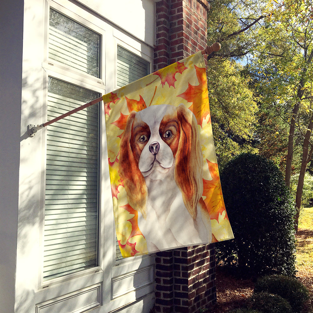 Cavalier Spaniel Fall House Flag 28x40 Porch Sleeve Pole Decorative Outside Yard Banner Artwork Wall Hanging, Polyester