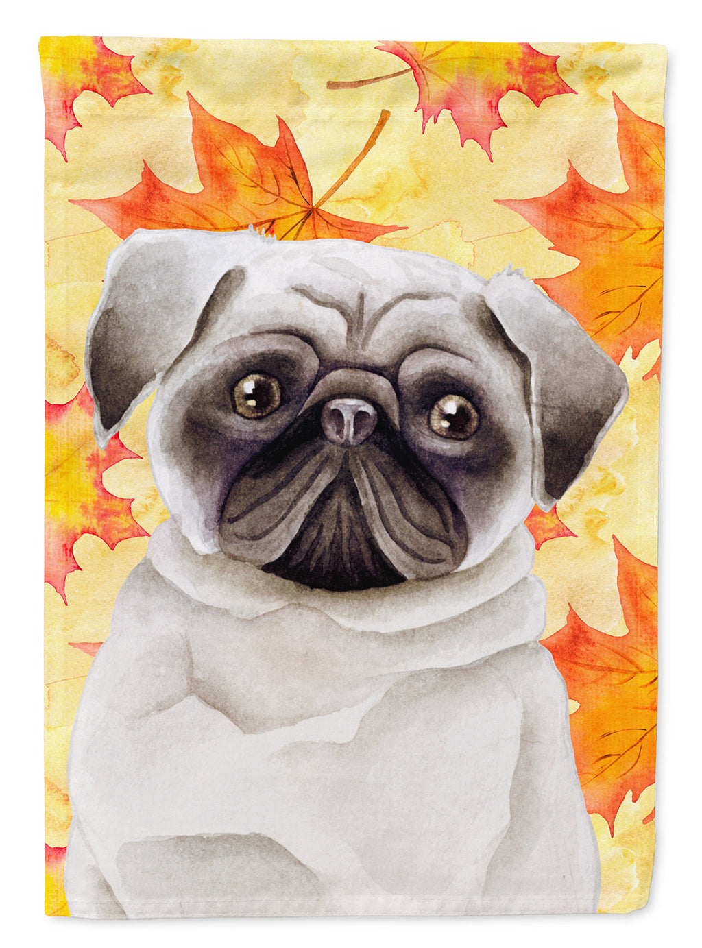 Pug Fall House Flag 28x40 Porch Sleeve Pole Decorative Outside Yard Banner Artwork Wall Hanging, Polyester